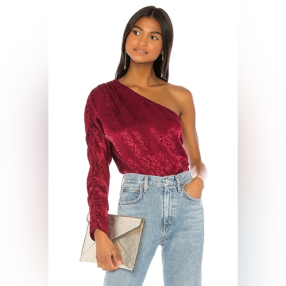 House of Harlow x Revolve Serena Red Cheetah Print One Shoulder Body Suit Size S - Picture 3 of 9